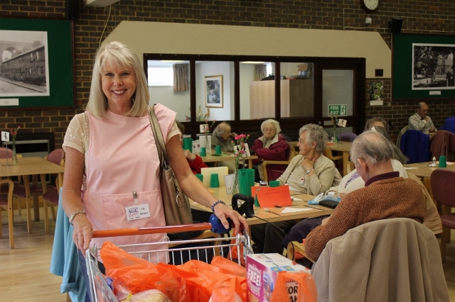 A carer delivering shopping at the Saxon day Centre